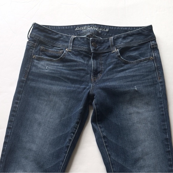 American Eagle Kick Boot Stretch Jeans Womens 10 Medium Wash Low Rise Western - Picture 2 of 11